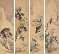 王素 壬申（1872）年作 四季四条屏 立轴
